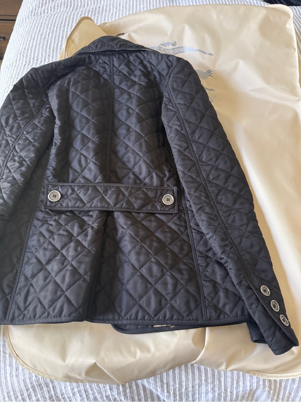 Burberry Black Quilted Button-Front Jacket XS - Picture 2 of 5